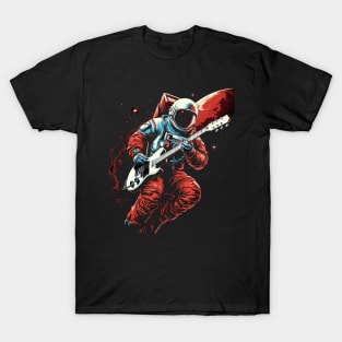 Rock & Roll Music Concert Festival Astronaut Space Guitar T-Shirt